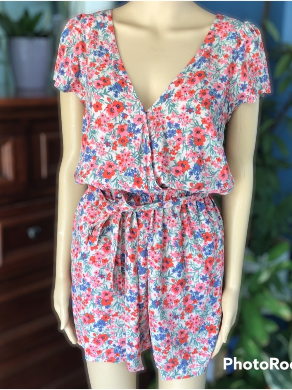 American Eagle Outfitters Floral Sundress in Coral, Pink & Blue
